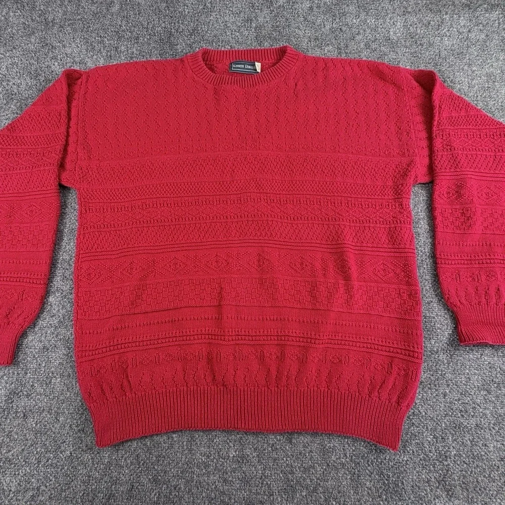 Vintage 80s Kenneth Roberts Sweater Mens L Red Preppy Academia Grandpa Baggy 90s